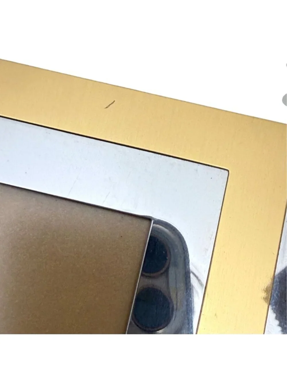 BURNES of BOSTON Photo Frame Silver Gold Metal Desk or Wall Vintage Modern Deco